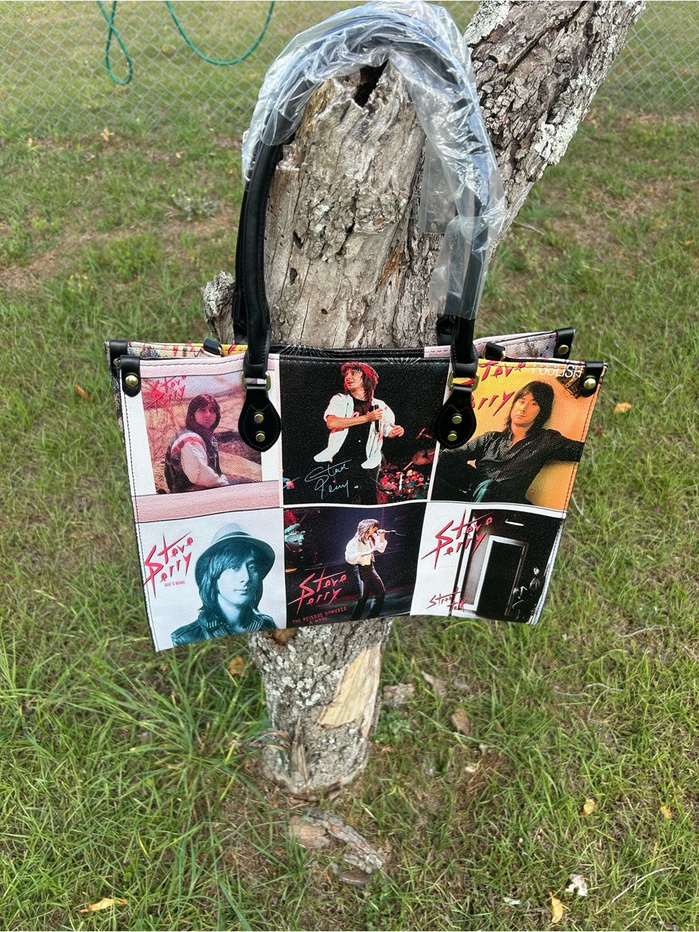 Steve Perry Collage Tote Bag Iconic Rock Style Carryall